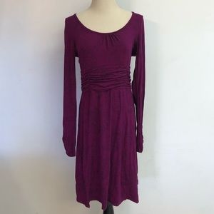 Athleta Rouched Long Sleeve Purple Dress
